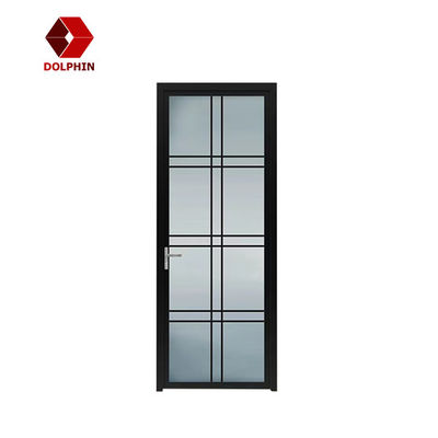 6063 Aluminium Casement Door Powder Coated Black Toughed Glass