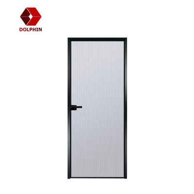 High Quality Minimalist Narrow Border Flush Door Aluminium Casement Double Frosted Glass Door