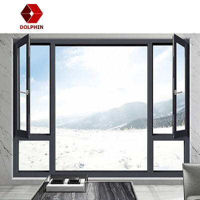6063 Aluminum Casement Window Double Glazed Brown Color Insulation
