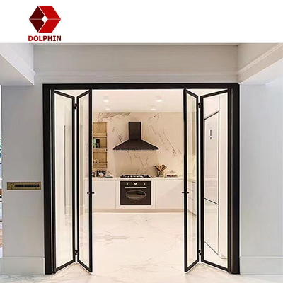 European style black bi-folding aluminum door Glass Folding Door Folding Door System