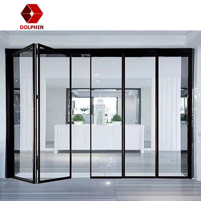 Accordion Double Glazed Aluminium Glass Folding Doors Thermal Insulation Customized