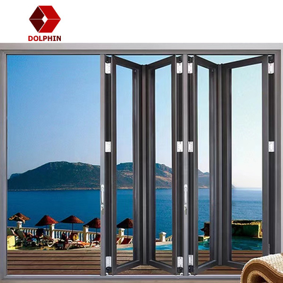 Standard Waterproof Accordion Doors Aluminum Sliding Three Folding Glass Door