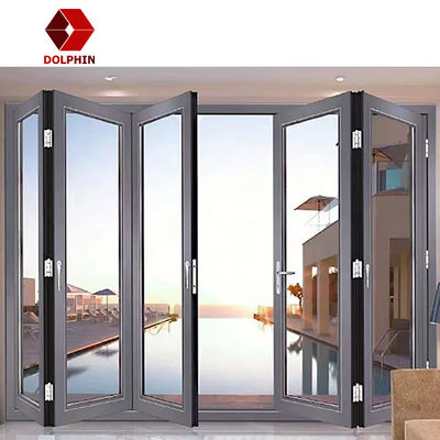 House Exterior Aluminum Folding Door Double Glazing Insulated Aluminium Bifold Patio Doors
