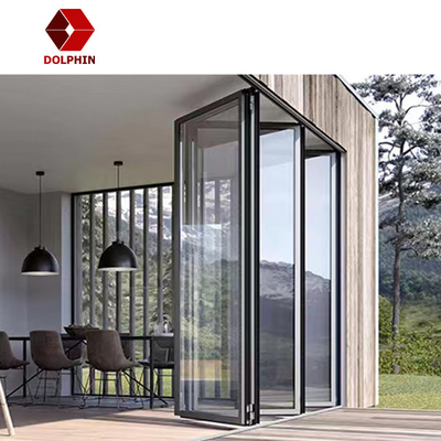 DOLPHIN Customized Waterproof Aluminum Folding Door Glass Sliding Folding Doors Bi Fold