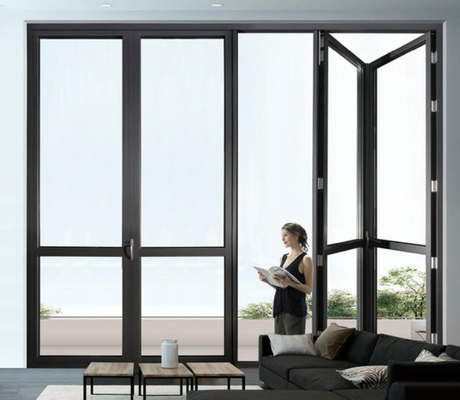 Soundproof Aluminium Folding Door Black Aluminium Bifold Doors