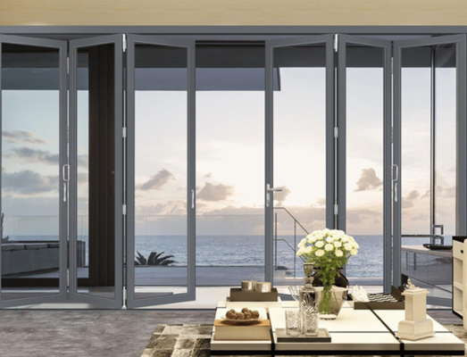 Soundproof Aluminium Folding Door Black Aluminium Bifold Doors