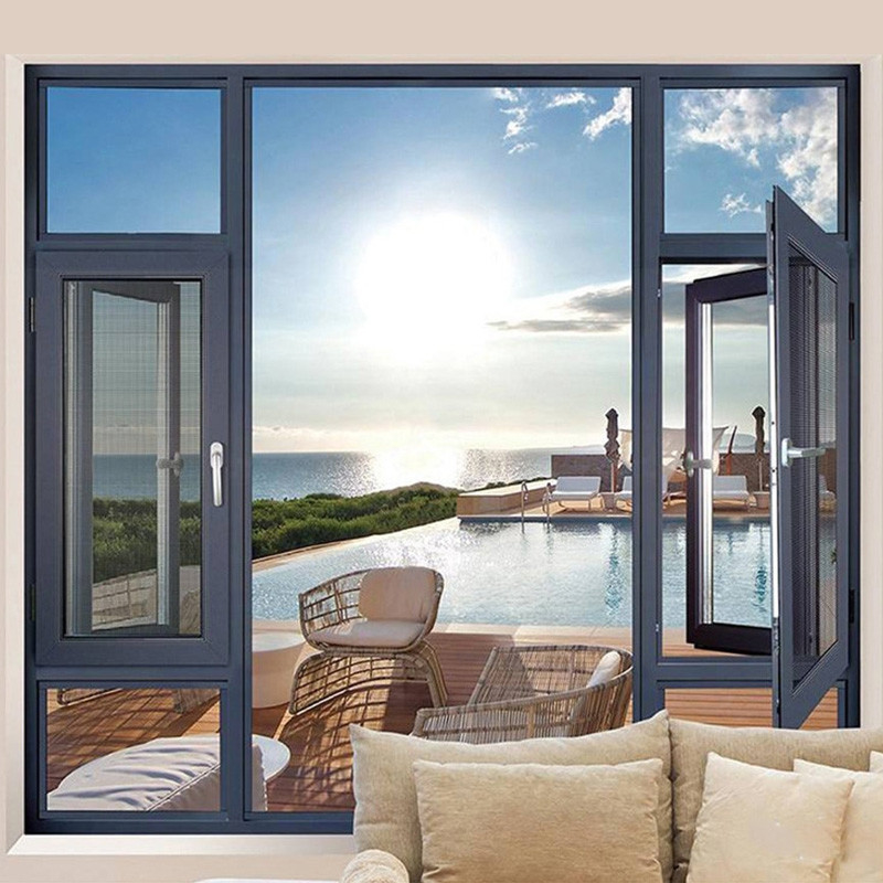 Swing Opening Out Aluminum Casement Window Hurricane Impact Double Glass