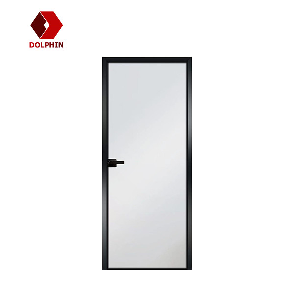 High Quality Minimalist Narrow Border Flush Door Aluminium Casement Double Frosted Glass Door