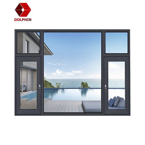 6063 Aluminum Casement Window Double Glazed Brown Color Insulation