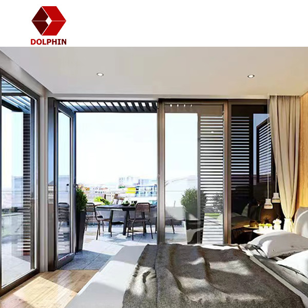 European style black bi-folding aluminum door Glass Folding Door Folding Door System