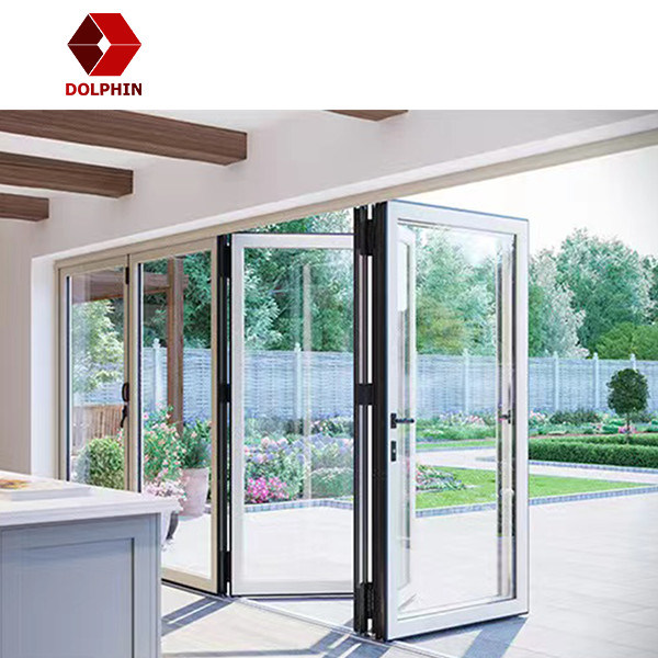 House Exterior Aluminum Folding Door Double Glazing Insulated Aluminium Bifold Patio Doors