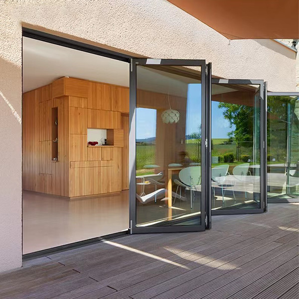 Factory Manufacturing Aluminum Exterior Bi Folding Doors Aluminum Folding Door Glass Sliding